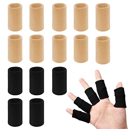 20 Pcs Finger Sleeves Protectors, Elastic Sport Finger Sleeves, Black/Nude - color: Black,Skin Tone