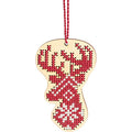 Dimensions Counted Cross Stitch, Reindeer Wooden Christmas Ornament Craft Kit, 1 Pc, Red,White