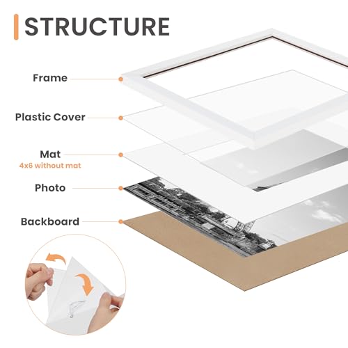 upsimples Picture Frames set of 19, Including 8x10, 5x7, 4x6 White Frame - color: White