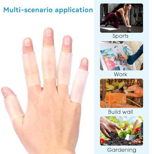 salbsever 20 Pcs Finger Sleeves Protectors Silicone Finger Sleeve Gel Finger Sleeve Protectors Finger Covers Cushions and Protects Rubber Finger Shields Provide Relief forCracked Finger