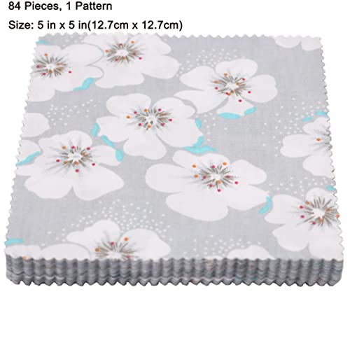 Nodsaw Charm Packs for Quilting 5 inch, 84 Charm Squares for Quilting 5x5, Floral Fabric Material for Sewing Crafts, Peach Blossom - color: 84pcs Peach Blossom