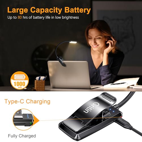 Gritin 9 LED Rechargeable Book Light for Reading in Bed - color: ‎Black