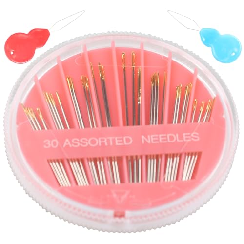Eketirry Premium Hand Sewing Needles，1 Pack 30-Count Assorted Needles for Sewing Repair, 6 Different Sizes Sewing Needles with 2 Threaders (Pink, 1) - style: Pink