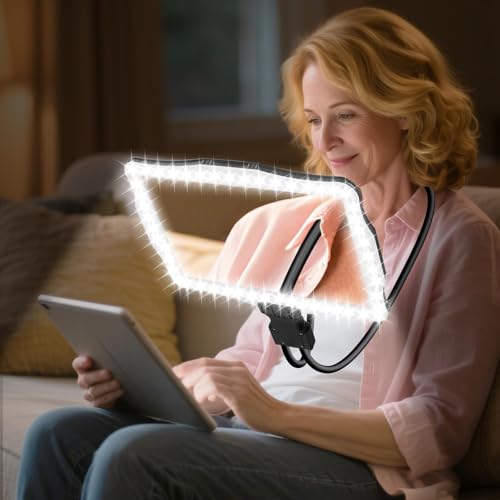 Large 10X Rechargeable Hands Free Magnifying Glass for Reading with Light