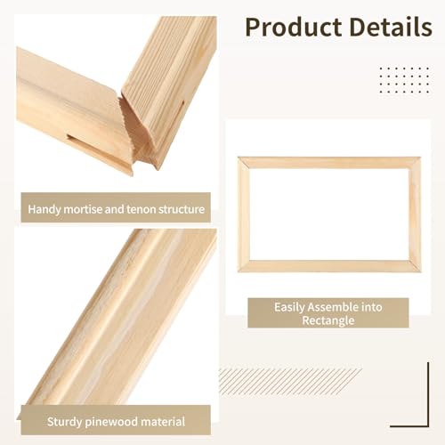 Needlepoint Stretcher Bar Set, 6 Sizes, Rectangle Canvas Stretcher Bars, Needlework Art Supplies, Wood Canvas Needlepoint Frames, Easy Assembly, Ideal for Embroidery, Needlework Projects