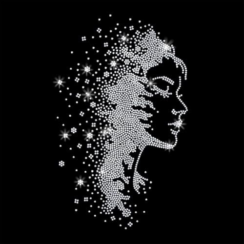 1 Pc Floral Female Face Iron on Rhinestones Transfer, Women Theme Hotfix Iron on Patch Transfer Decals Crystal Heat Transfer Clothing Repair Decor for T-Shirt Hat Jacket Party Decor - color: Floral Female