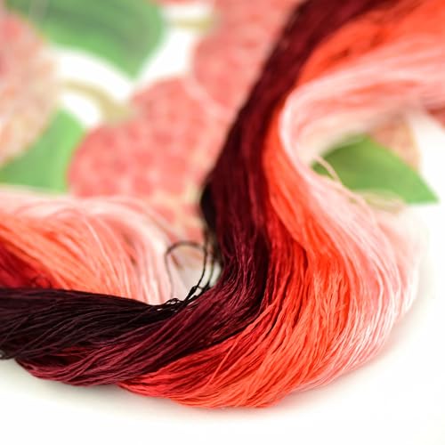 Natural Silk Thread – 13 Colors, 110m Each, Handmade Silk Embroidery Floss for Hand Embroidery, Cross-Stitch, and Needlework Projects - color: 03