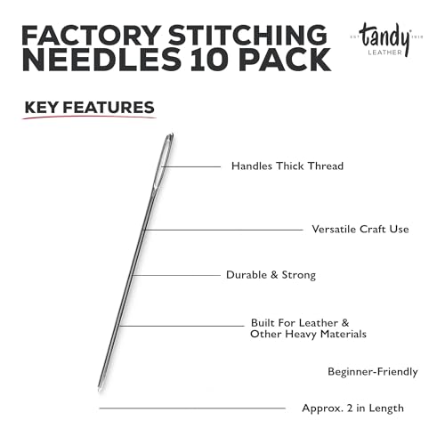 Tandy Leather Stitching Needle Smooth Hand Sewing with Blunt Tip (10 Pack)