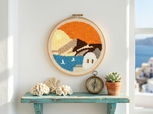Meoe&heome Punch Needle Kit for Beginners, DIY Embroidery Set with 20+ Patterns(Coastal Sunset) - color: Coastal Sunset