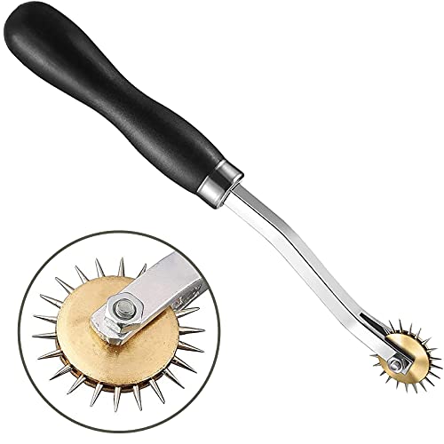 RJWKAZ Perfect 4mm Pattern Wheel Needle Point Tracing Wheel Sewing Wheel Leather Paper Cloth (Black) - color: black
