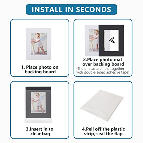 Somime 10 Pack 11x14 Black Picture Mat Kit for 8.5x11 Photo with Bevel Cut - size: 11x14 10pack black complete set for 8.5x11