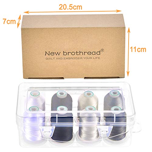 New brothread 8 Spools Embroidery Machine Thread with Box -Monochrome - color: Monochrome