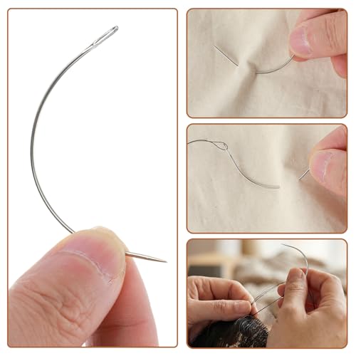 16 PCS Curved Needle Set, 2" 2.5" 3" 3.5" Curved Hand Sewing Needles, Leather and Weaving Needles for Carpet Leather Canvas Repairing, Blocking Knitting, Modelling and Crafts