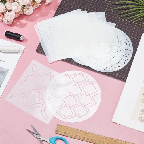 FREEBLOSS Sashiko Stencils - Geometric Embroidery Patterns for Drawing and Hand Quilting - 14x14cm - style: Geometric3