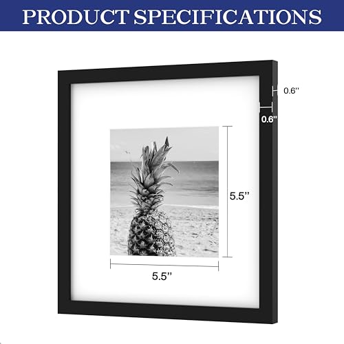 An&He 10x10 Picture Frames Set of 9, Displays 6x6 with Mat or 10x10 Without Mat Photos, Square Collage Wall Decor for Gallery, Wall Decor, Black - color: Black-9, size: 10x10