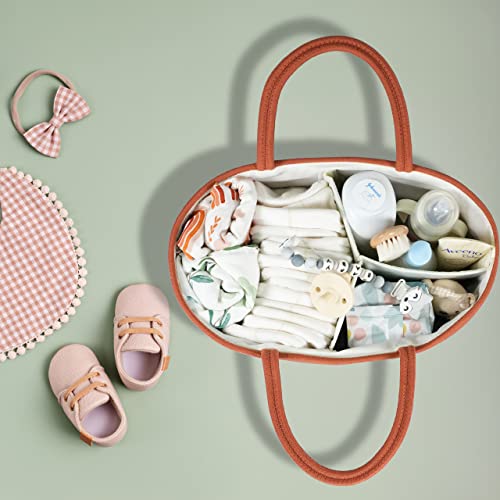 XUANGUO Large Cotton Rope Baby Diaper Caddy Organizer Basket Rust - color: Rust, size: Large
