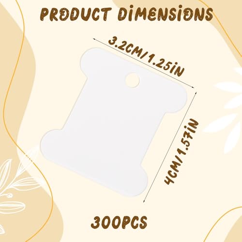 300PCS Embroidery Floss Bobbins, Paper Embroidery Thread Cards, White Sewing Machine Bobbin for Cross Stitch, Yarn Bobbin Winder for Sewing Thread Storage, Needlework Supplies for Sewings Threads