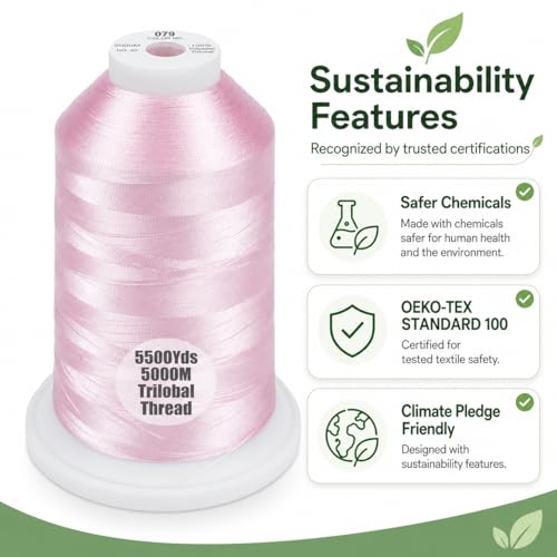 Simthread 5500Yds/5000M 40WT Polyester Embroidery Thread Salmon Pink 079 - color: Salmon Pink-079