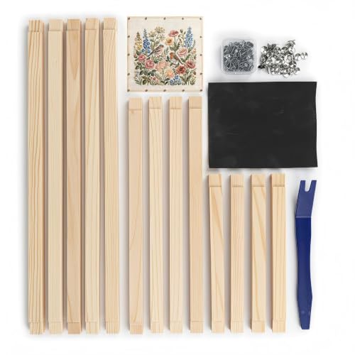 Needlepoint Stretcher Bars for Needlework - 12 Pcs Wooden Canvas Stretcher Bars, 3 Sizes 8 12 16 Inch + Tacks Sandpaper Remover, Embroidery Frame Alternative for Cross Stitch, Needlepoint Accessories