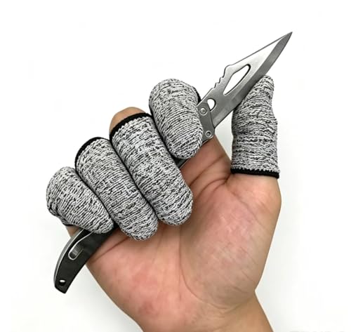 12 PCS Cut Resistant Finger Cots Protector Finger Sleeve Protectors Reusable Finger Guards Finger Covers Protection Cots for Kitchen,Work, Sculpture, Anti-Slip, Reusable,Gloves Life Extender