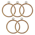 PATIKIL 5 Pieces 5 Inch Embroidery Hoops Frame Round Imitated Wood Circle Cross Stitch Hoop Ring for Embroidery Art Craft Handy Sewing Decoration - size: 5 Inch