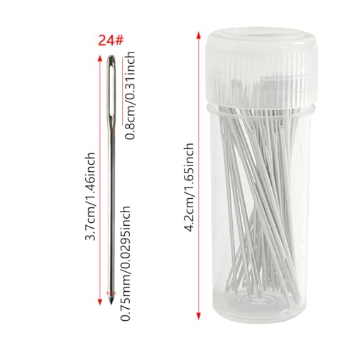 Zhenqing 50 Pack Size 24 Blunt Tapestry Needles with Metal Threader - color: 24# (50pcs+1pc Needle Threader)