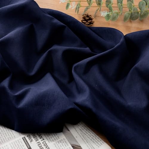 NSGZ Navy Blue Linen Cotton Fabric 2 Yards 61" Wide, Linen Cotton Blend - color: Navy Blue, size: 2 Yards