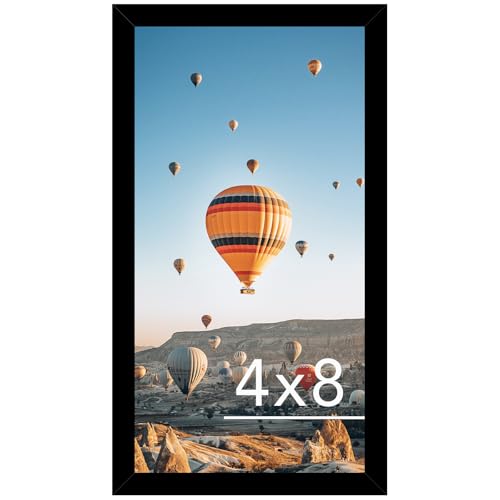JCJMY 4x8 Picture Frame Black for Wall Hanging or Tabletop, Wall Mounting Horizontally or Vertically, 4 x 8 Wall Gallery Poster Photo Frame with Shatter Resistant Plexiglass, Black - color: Black, size: 4x8 inch