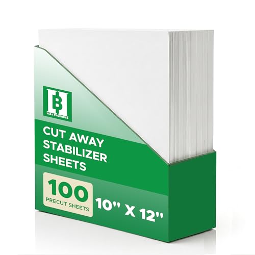 HBI Cut Away Embroidery Stabilizer Sheets, 10 x 12 in, 100 Pack - size: 10"x12" 100 Pcs 5x7 Hoops