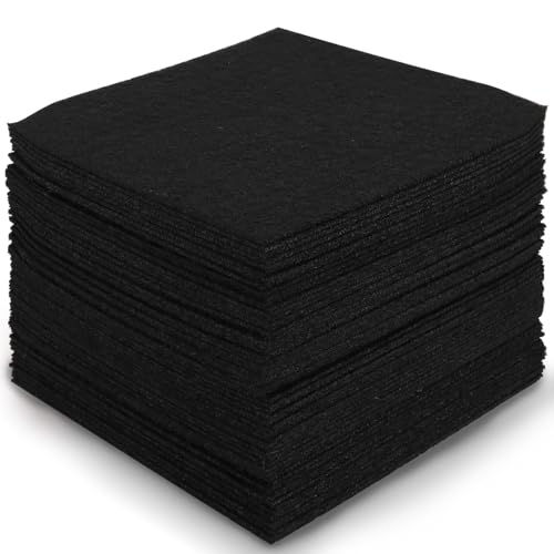 60PCS Felt Sheets Fabric, 4" X 4" Soft Felt Fabric for Crafts Halloween Christmas Fabric Fall Felt Squares for DIY and Sewing Projects (Black) - color: Black