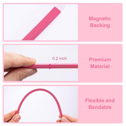 UNIMEIX 8 Pcs Magnetic Strips for Cross Stitch Knitting Chart Keeper Magnet Replacement Set Magnets Crochet Line Keeper Replacement Cross Stitch Supplies for Crafts Work（Exclude Chart Board） (Pink) - color: Pink