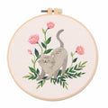 Meecaa Flower Embroidery Kit Starter Set, Hand Embroidery Set,Pattern Printed Cross Stitch Set for Beginner Adults, with Embroidery Hoop and Instructions (Tabby Cat) - color: Tabby Cat
