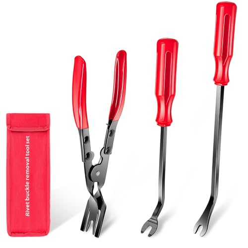 3 Pcs Clip Remover Tool, Clip Pliers Set Fastener Removal Tool, Auto Trim Removal Tool Kit Pry Tool Set Car Door Panel Dashboard Repair Kit