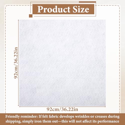 White Felt Fabric Sheet 36" x 36"(1 Square Yard), 1 mm Thick Soft Felt Sheets Flexible Craft Felts Fleece Fabric by The Yard for Sewing, DIY Art Projects, Decoration