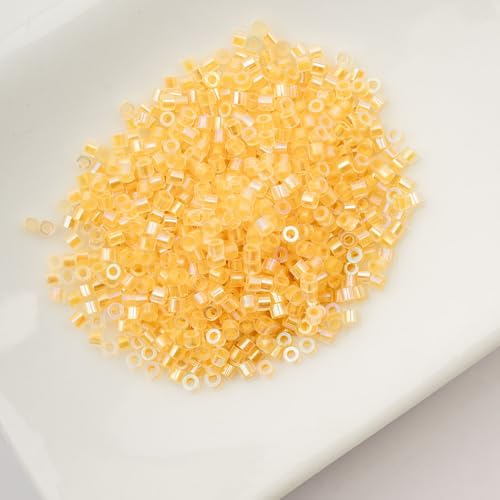 John Bead 25g Cylin Beads Gold Yellow Glow in Dark AB 11/0 Glass Cylindrical Seed Beads for Jewelry Bracelets Necklaces Earrings Making Embroidery - color: Gold Yellow Glow in Dark AB