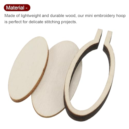 HARFINGTON 10Pcs Mini Embroidery Hoop 2" x 0.87" Tiny Oval Vertical Cross Stitch Hoops Small Wood Ring Circle for DIY Pendant Keychain Display Frame