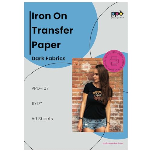 PPD 50 Sheets 11x17" Iron-on Heat Transfer Paper Dark Fabrics Inkjet - size: 11 x 17, style: Dark (50 Sheets)