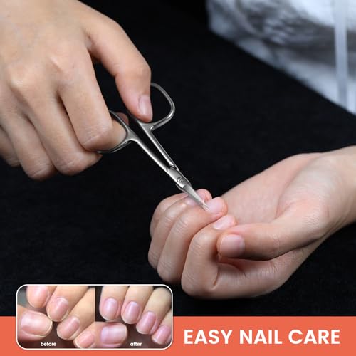 BEZOX Curved Cuticle Scissors - Precision Manicure Scissor Nail Cuticle Trimmer, Professional Stainless Steel Nail Scissors for Cuticle Care, Cuticle Cutter Small Scissors for Women - Silver - color: Silver