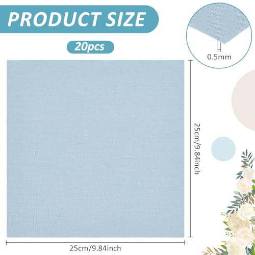 BENECREAT 20 Sheets Linen Embroidery Fabric, 9.8x9.8 Inch Square Stitch Embroidery Cloth, Aqua Needlework Fabric for Garments Embroidery Cloth - color: Aqua