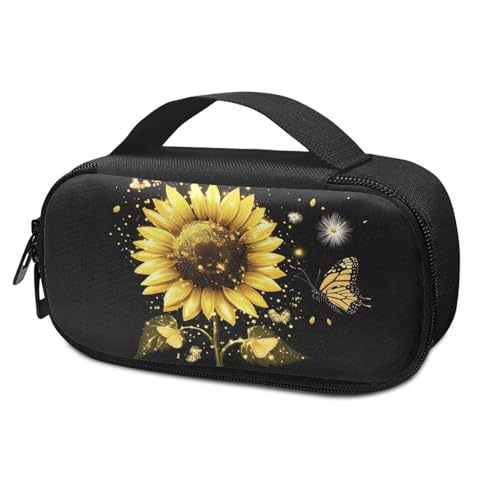 Diabetic Supplies Travel Case, Butterfly Glucose Meter Portable Storage Bag, Insulin Pen and Medication Carrying Case for Insulin Pen, Test Strips, Lancets, Syringe, Needles - color: Sunflower Butterfly