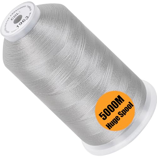 New brothread 5000M Huge Spool Embroidery Machine Thread - Christmas Silver - color: Christmas Silver-1963