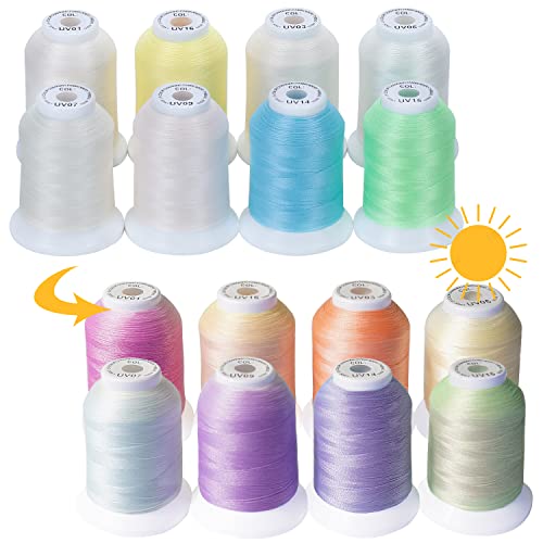 New brothread 8 Spools UV Color Changing Embroidery Machine Thread Kit