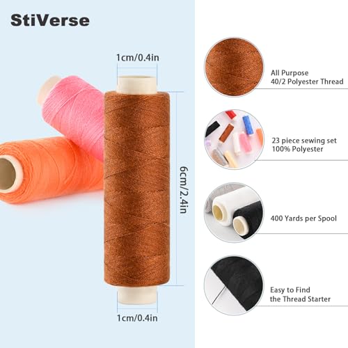 12 Color Sewing Thread Kit, All Purpose Thread Polyester, 400 Yards Each