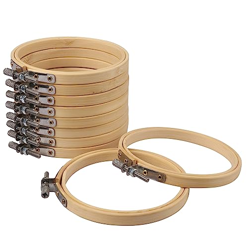 20 PCS 4 Inch Bamboo Embroidery Hoops, 4 Inch Adjustable Bamboo Cross Stitch Rings in Bulk for Needlework, Sewing and Crafts, with Easy Loosen Tighten Mechanism, Ideal for Gifting and Decorating - size: 4 Inch