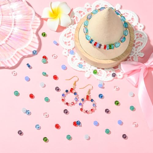 BEEFLYING 1.59oz (45g) Assorted Glass Seed Beads 6~6.5mm×3~4mm Mixed Flat Round Bulk Small Spacer Seed Beads for Jewelry Making Necklace Bracelet Earring DIY Craft Sewing Home Decor