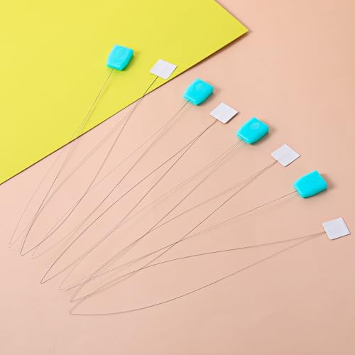 7.87 Inch Long Needle Threader Pulling Hook Tool 12 PCS Needle Threaders for Embroidery Floss Stitching Craft Tool Bead Tools for Punch Needles Cross Stitchs DIY Sewing Craft Works (Green and White)