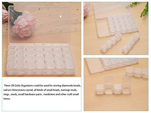 4 Pack Clear Storage Organizer for Seed Beads & Nail Crystal - size: 112 Slots 4 Pack 28 Grids