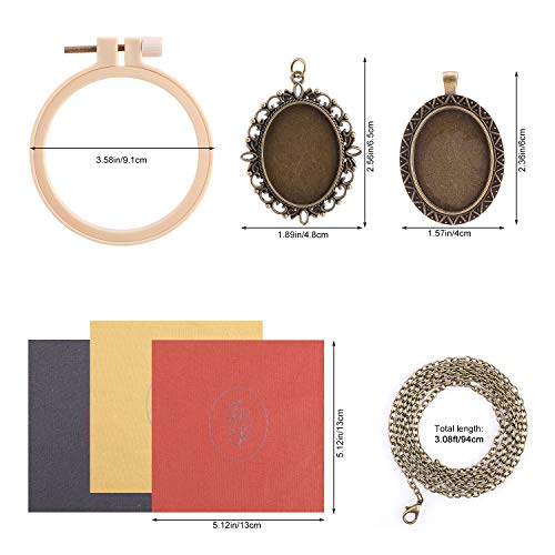 MWOOT 3 Pack Pendant Embroidery Starter Kit for Beginners, Retro Necklace Series Cross Stitch Tools for Necklace & Earrings & Hand Sewing Jewelry & Creative Gifts,Style B