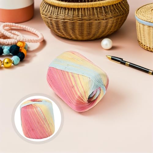 Healifty Rainbow Cotton Yarn Gradient Lace Thread for Hand Knitting Crochet Embroidery DIY Scarf Hat Shawl Sweater Blanket 1 Roll