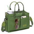 ZHMO Canvas Tote Bag for Women,Women's Bags Crossbody Bags Work Laptop Tote Bag Large Handbags Purse for Travel Nurse Teacher - color: New Upgrade Army Green With Compartments and Side Cup Holders